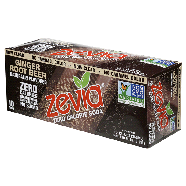 slide 3 of 21, Zevia Zero Calorie Soda Ginger Rootbeer - 10 ct, 10 ct; 12 fl oz