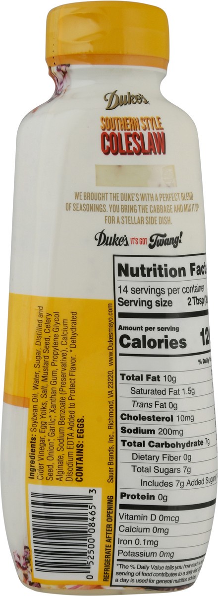 slide 6 of 12, Duke's Southern Style Coleslaw Bold & Tangy Dressing 14 fl oz, 14 fl oz
