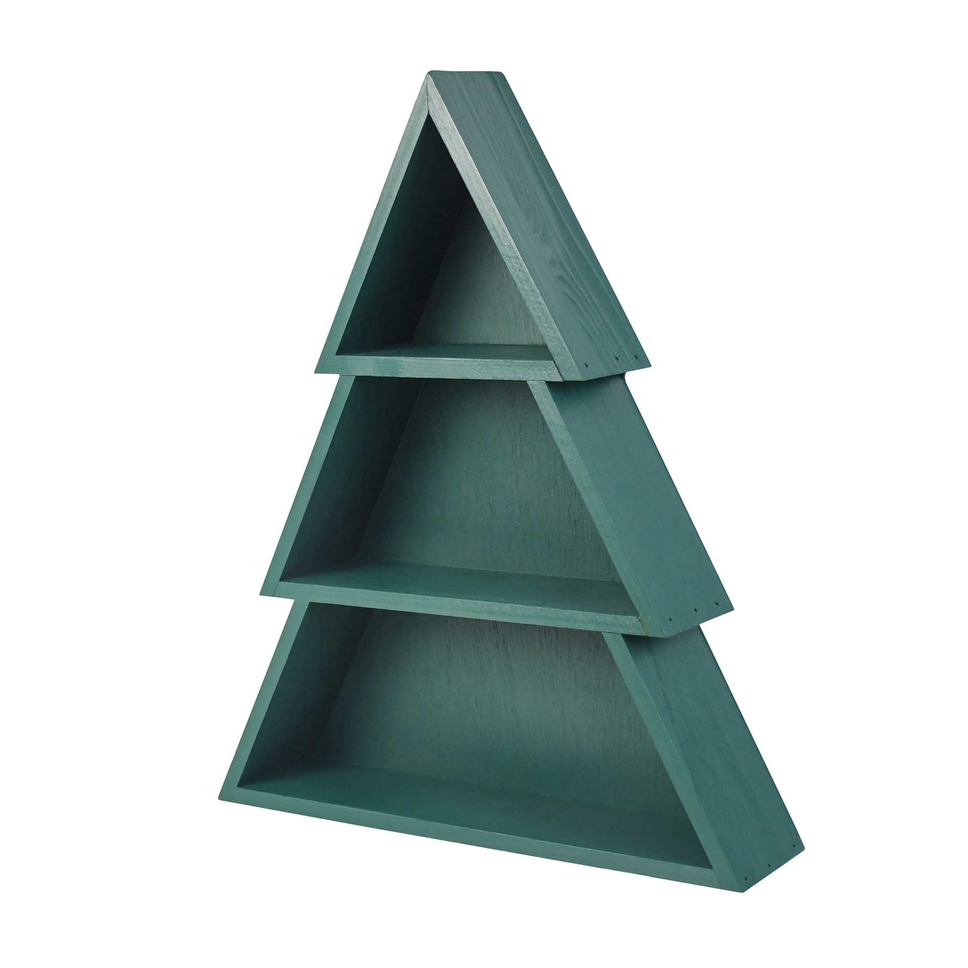 slide 2 of 5, 17" Green Wood Christmas Tree Tabletop Cubby By Ashland, 37 in x 3 in x 17 in