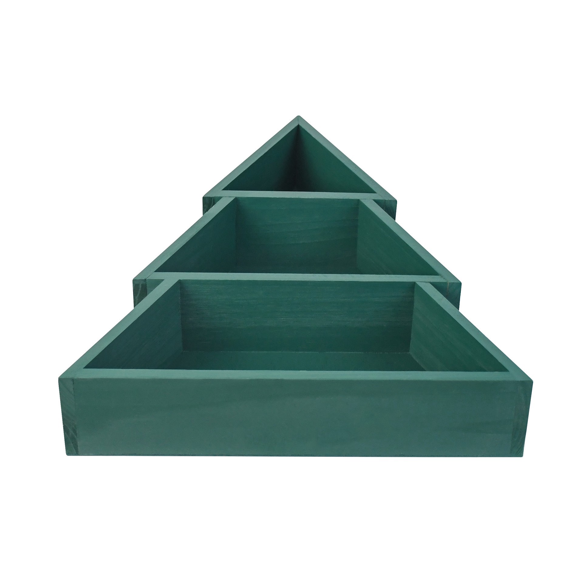 slide 5 of 5, 17" Green Wood Christmas Tree Tabletop Cubby By Ashland, 37 in x 3 in x 17 in