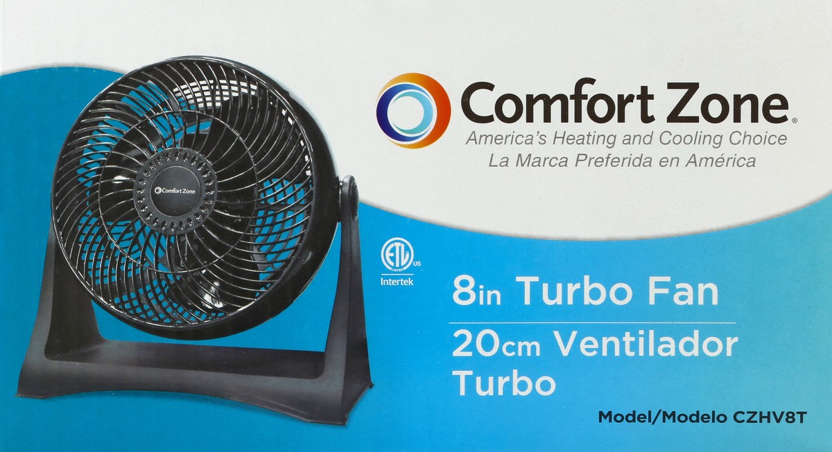 slide 2 of 4, Comfort Zone High Velocity Turbo Fan - Black, 8 in