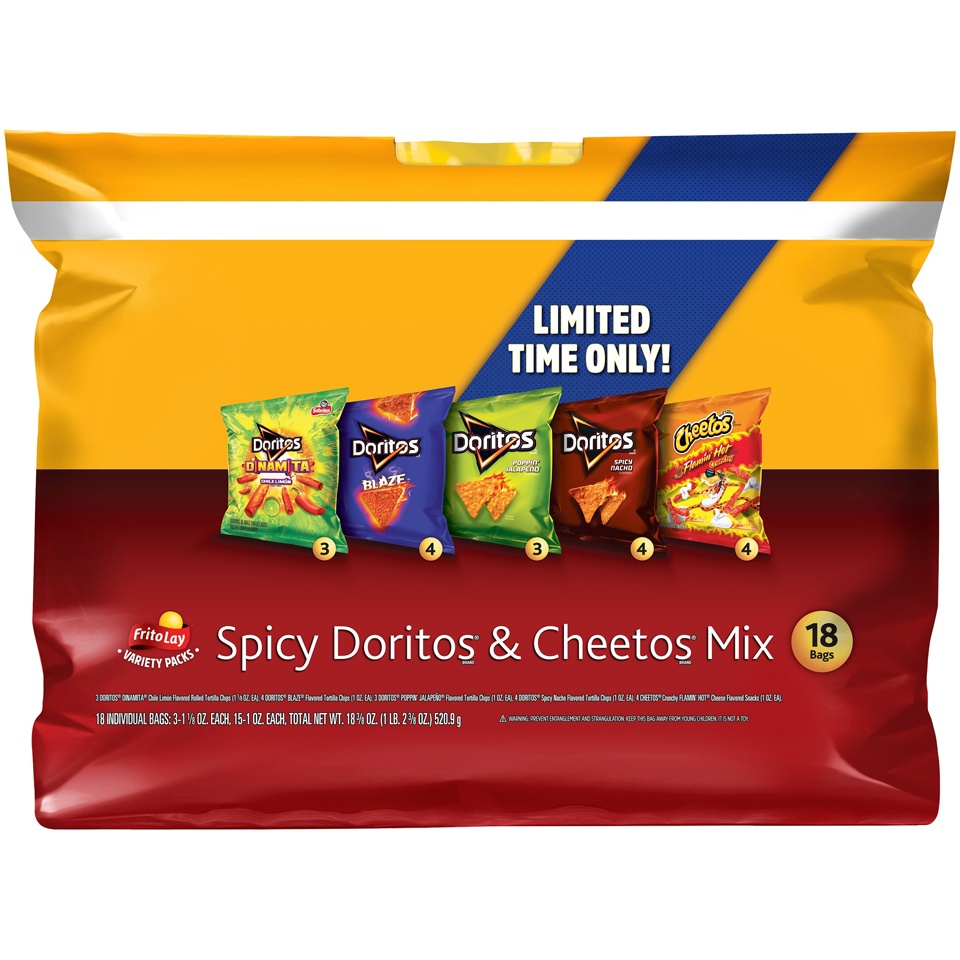 slide 1 of 4, Frito-Lay Spicy Doritos & Cheetos Mix Variety Pack, 18 ct