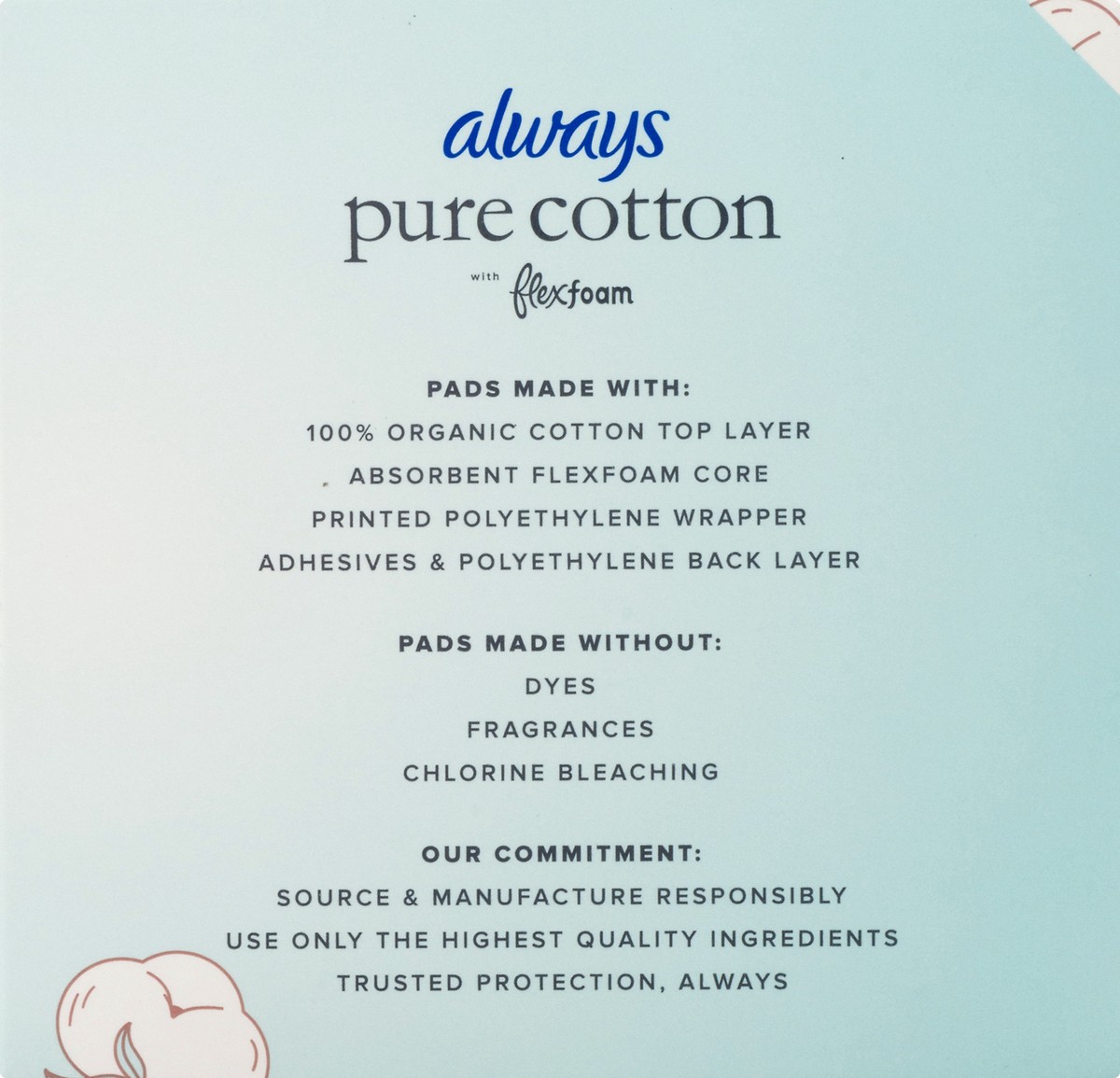 slide 9 of 9, Always Pure Cotton With Wings Size 1 Regular Unscented, 14 ct