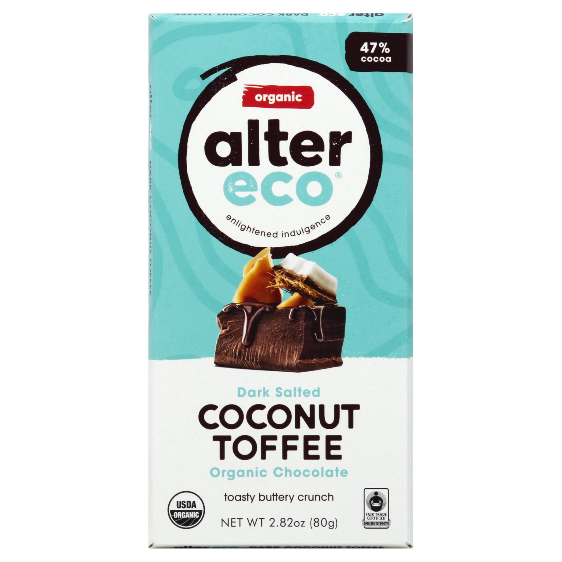 slide 1 of 1, Alter Eco Organic Chocolate Dark Salted Coconut Toffee, 2.82 oz