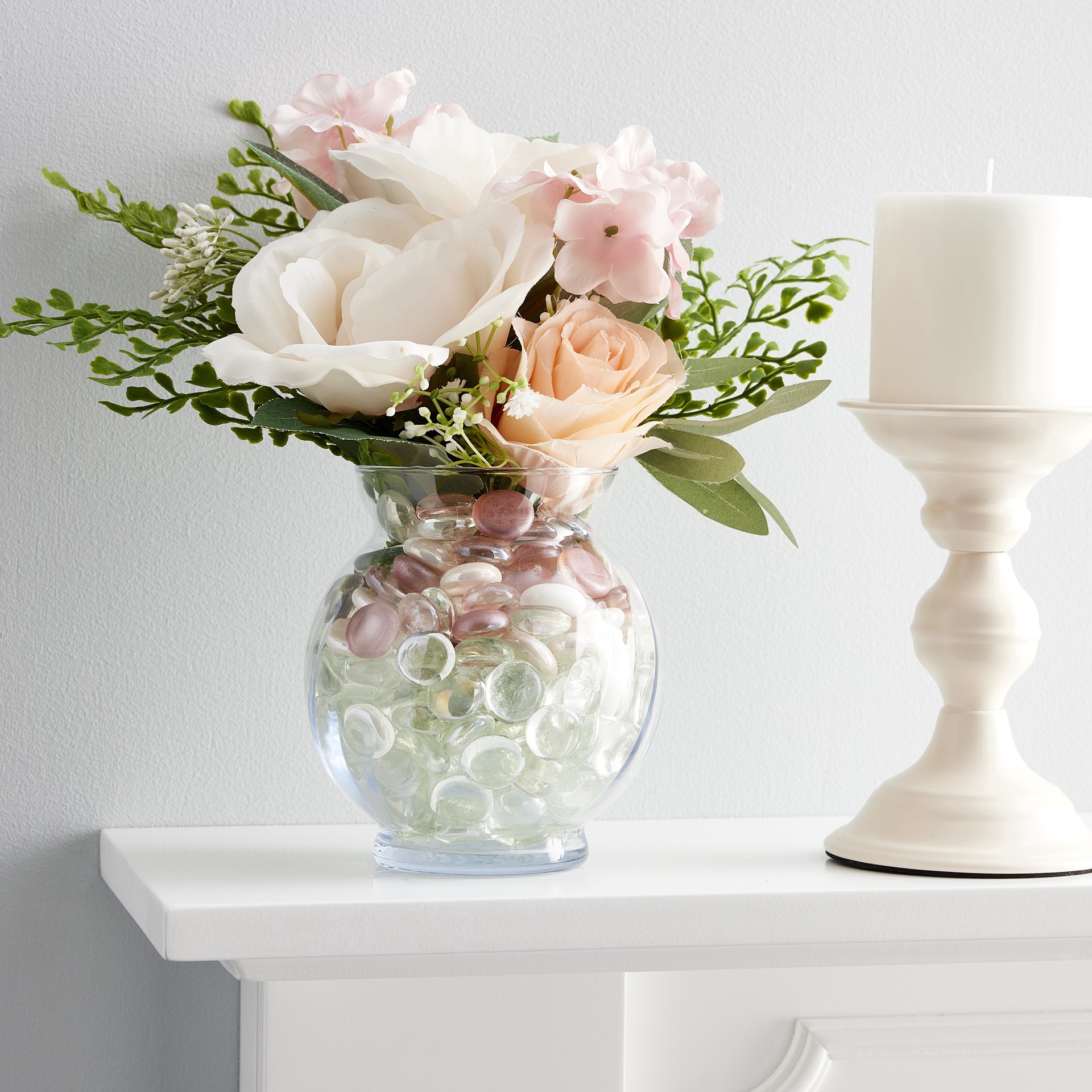 slide 2 of 3, Cream & Pink Glass Gems By Ashland, 2.5 in x 4.75 in x 2.5 in