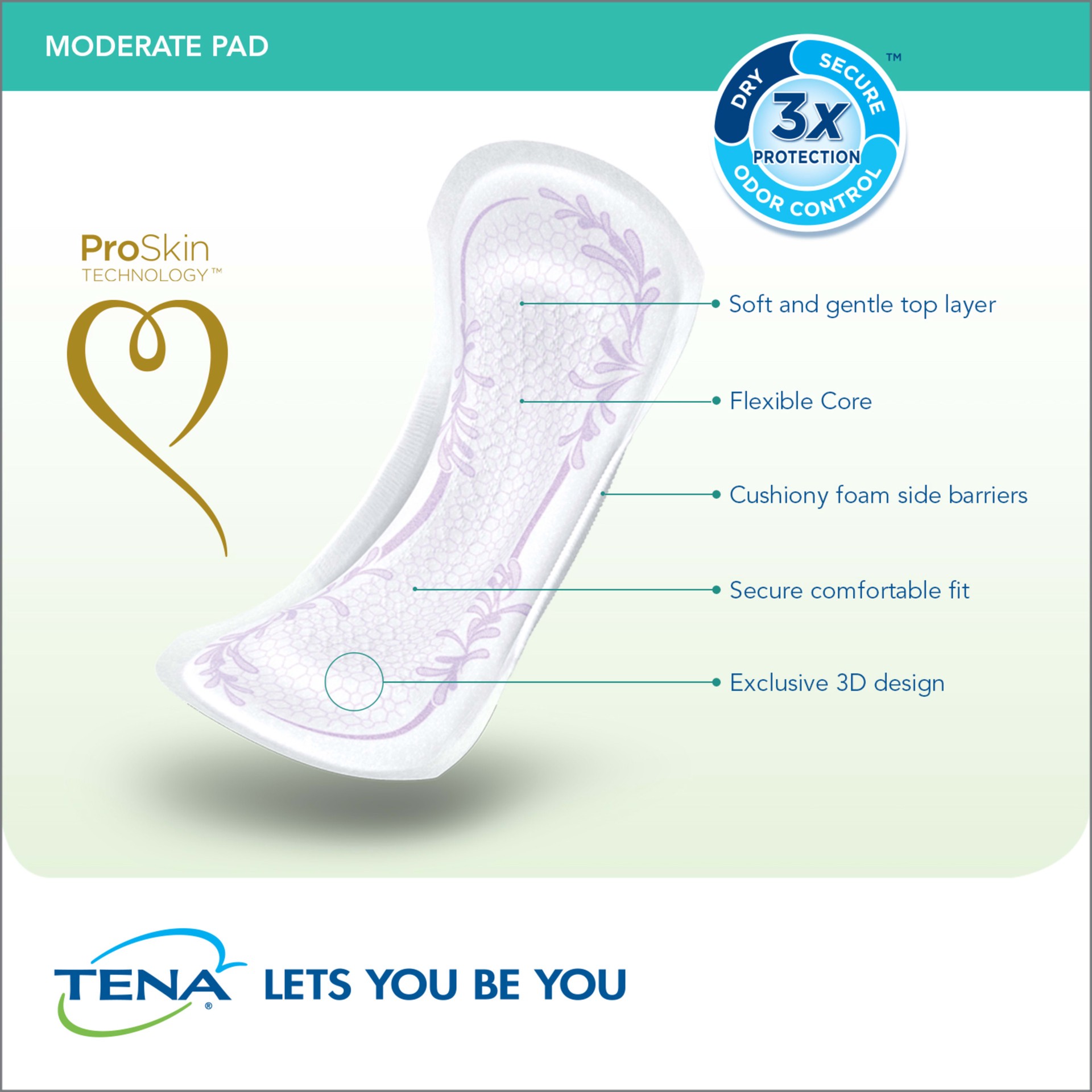 slide 3 of 4, Tena Intimates Moderate Regular Incontinence Pad for Women, 20 Count, 20 ct