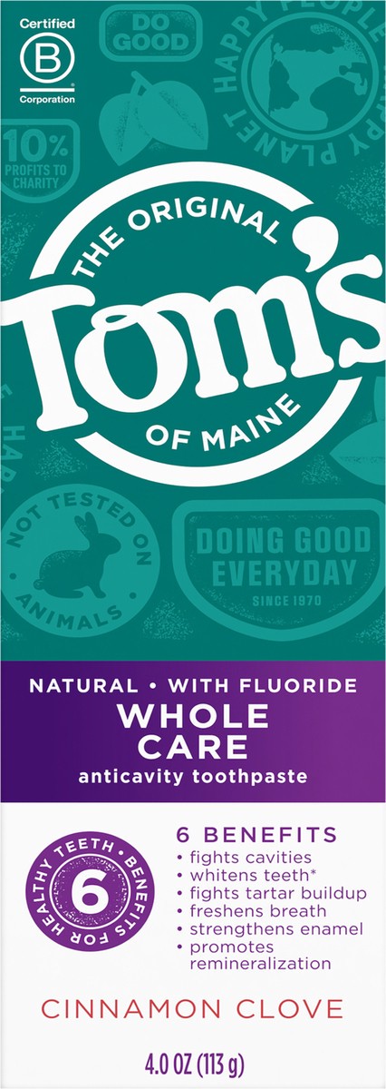 slide 3 of 6, Tom's of Maine Whole Care Natural Toothpaste with Fluoride, Cinnamon Clove, 4 Oz.., 4 oz