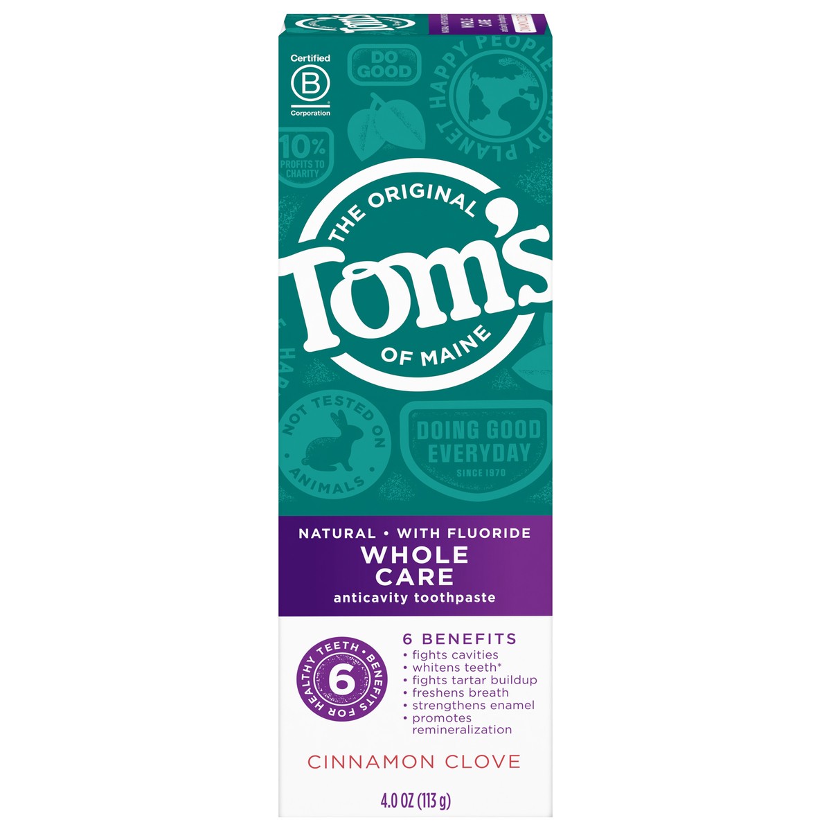 slide 1 of 6, Tom's of Maine Whole Care Natural Toothpaste with Fluoride, Cinnamon Clove, 4 Oz.., 4 oz