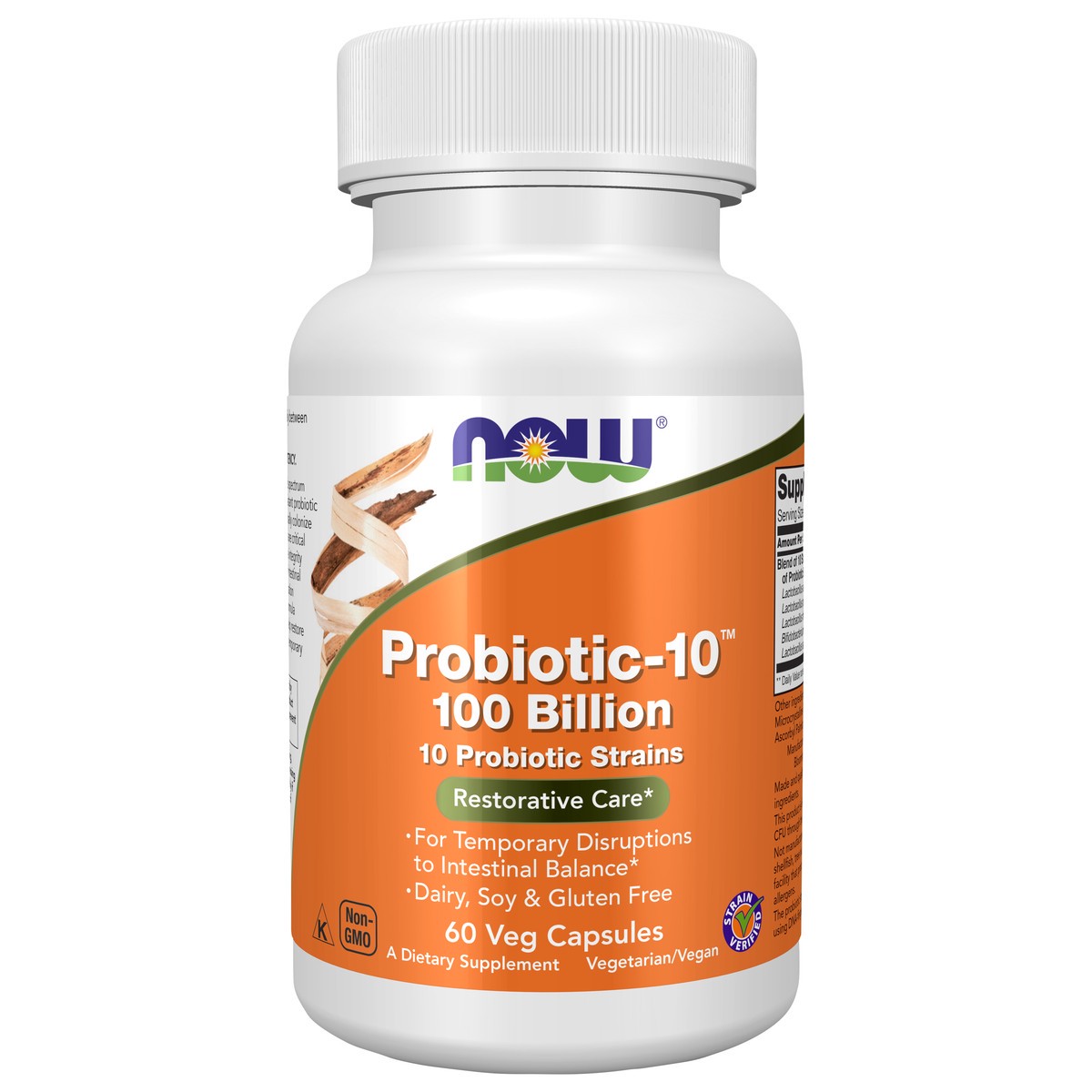 slide 1 of 4, NOW Probiotic-10™ 100 Billion - 60 Veg Capsules, 60 ct