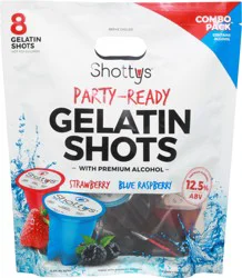 Shottys Combo Pack Party-Ready Strawberry Blue Raspberry Gelatin Shots 8 ct