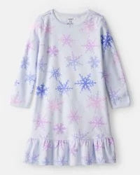 Carter's Girls Snowflake Print Fleece Long-Sleeve Loose Fit Night Gown - Blue Blue 6-7