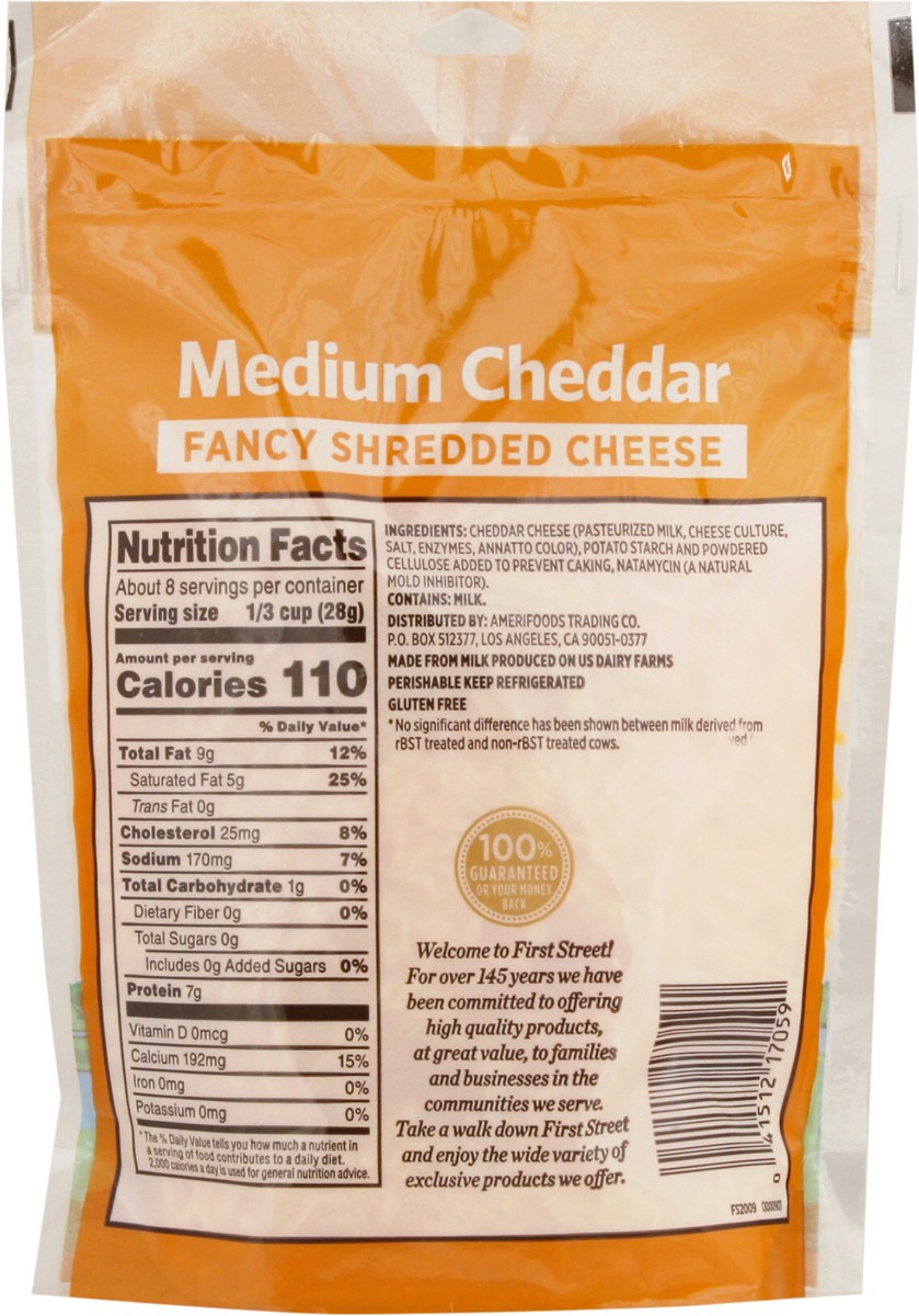 slide 8 of 13, First Street Medium Cheddar Fancy Shred, 8 oz