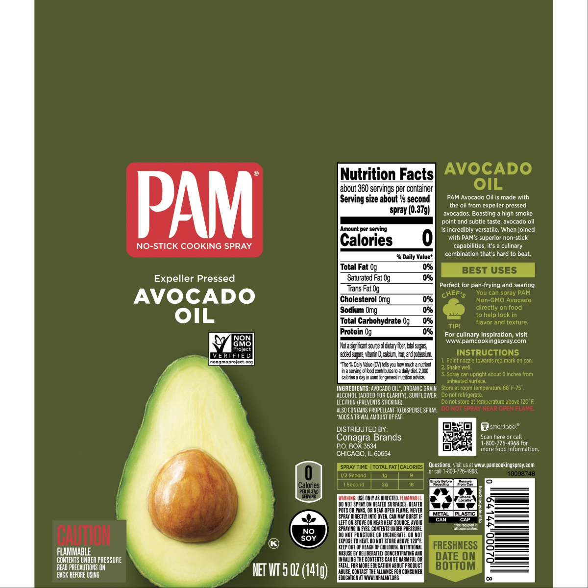 slide 4 of 8, Pam Avocado Oil No-Stick Cooking Spray 5 oz, 5 oz