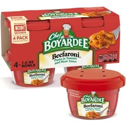 Chef Boyardee Beefaroni in Tomato and Meat Sauce, Microwavable Meal, 7.5 oz. Bowl , 4-Count