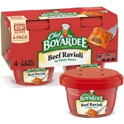 Chef Boyardee Beef Ravioli in Pasta Sauce, Microwavable Meal, 7.5 oz. Bowl, 4-Count