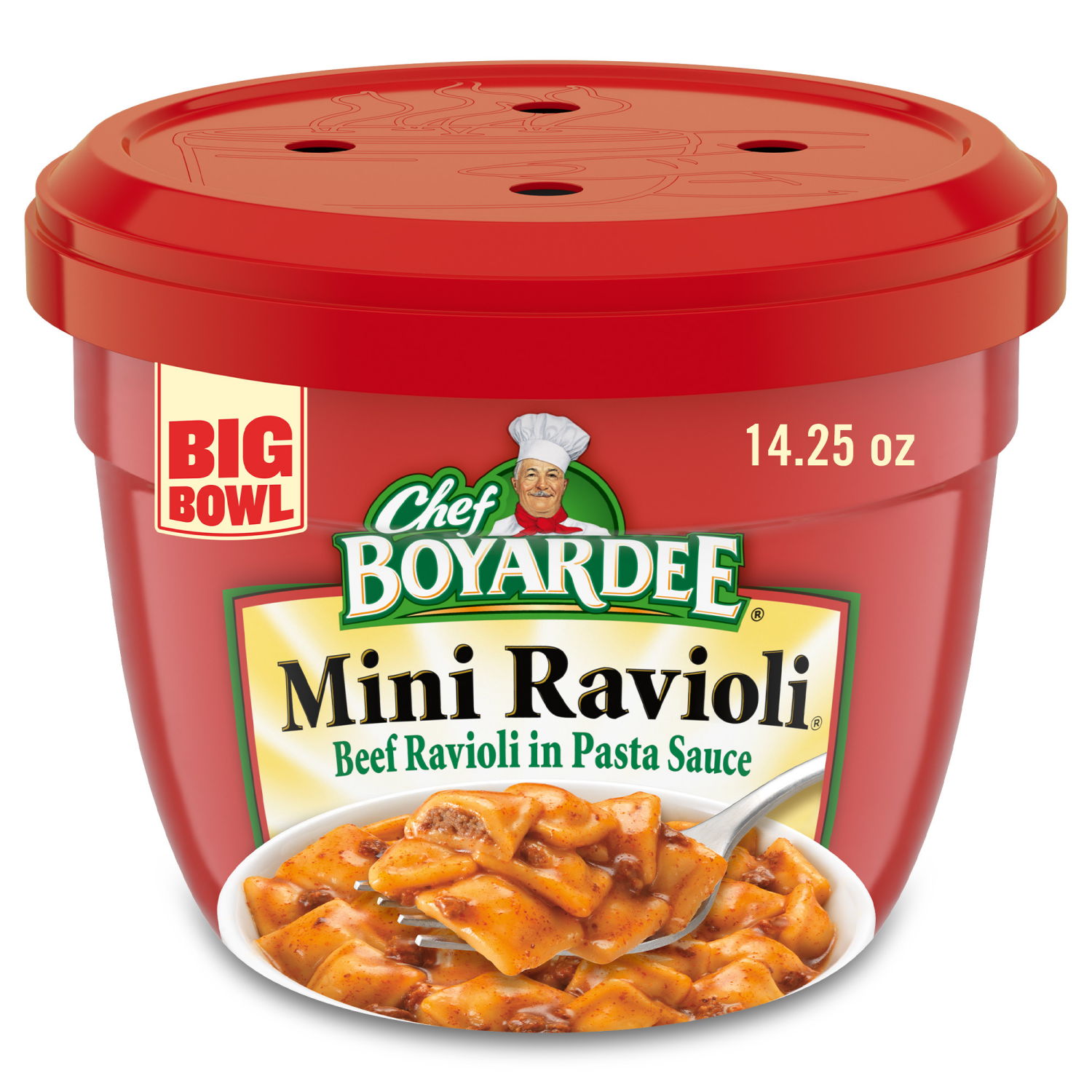 slide 1 of 5, Chef Boyardee Mini Ravioli, Beef Ravioli in Pasta Sauce, Microwavable Meal, 14.5 oz. Bowl, 14.5 oz