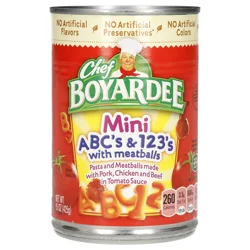 Chef Boyardee Mini ABC's and 123's with Meatballs in Tomato Sauce, Ready-to-Eat Meal, 15 oz. Can