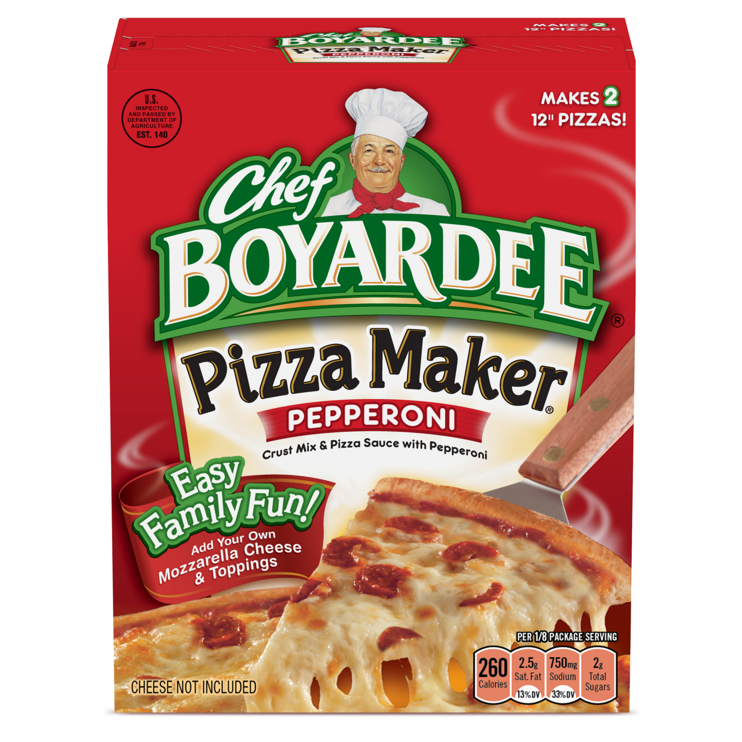 slide 1 of 5, Chef Boyardee Pepperoni Pizza Maker, Crust Mix and Pizza Sauce Meal Kit, 31.85 oz., 31.9 oz