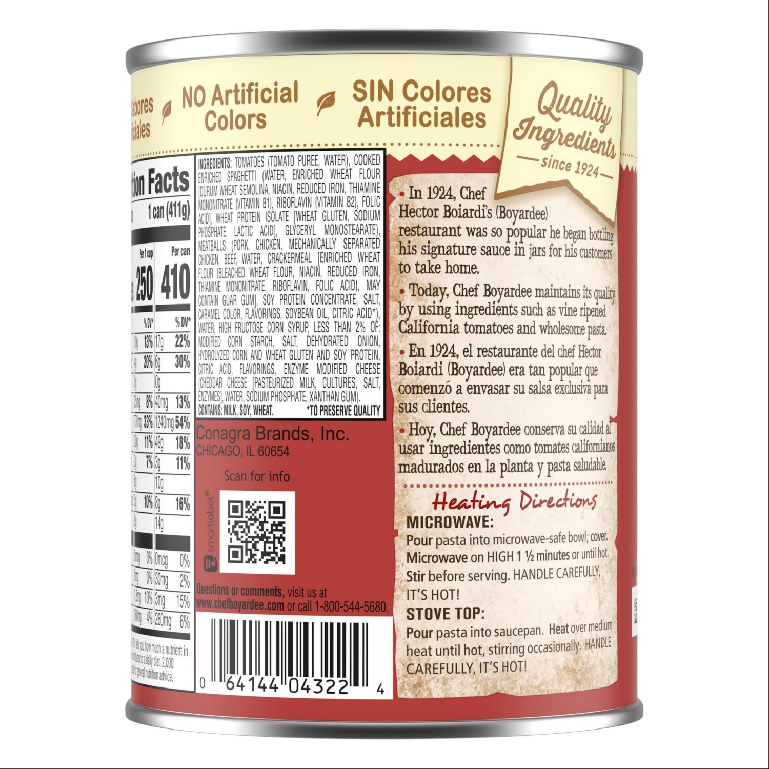 slide 2 of 7, Chef Boyardee Spaghetti and Meatballs in Tomato Sauce, Ready-to-Eat Meal, 14.5 oz. Can, 14.5 oz