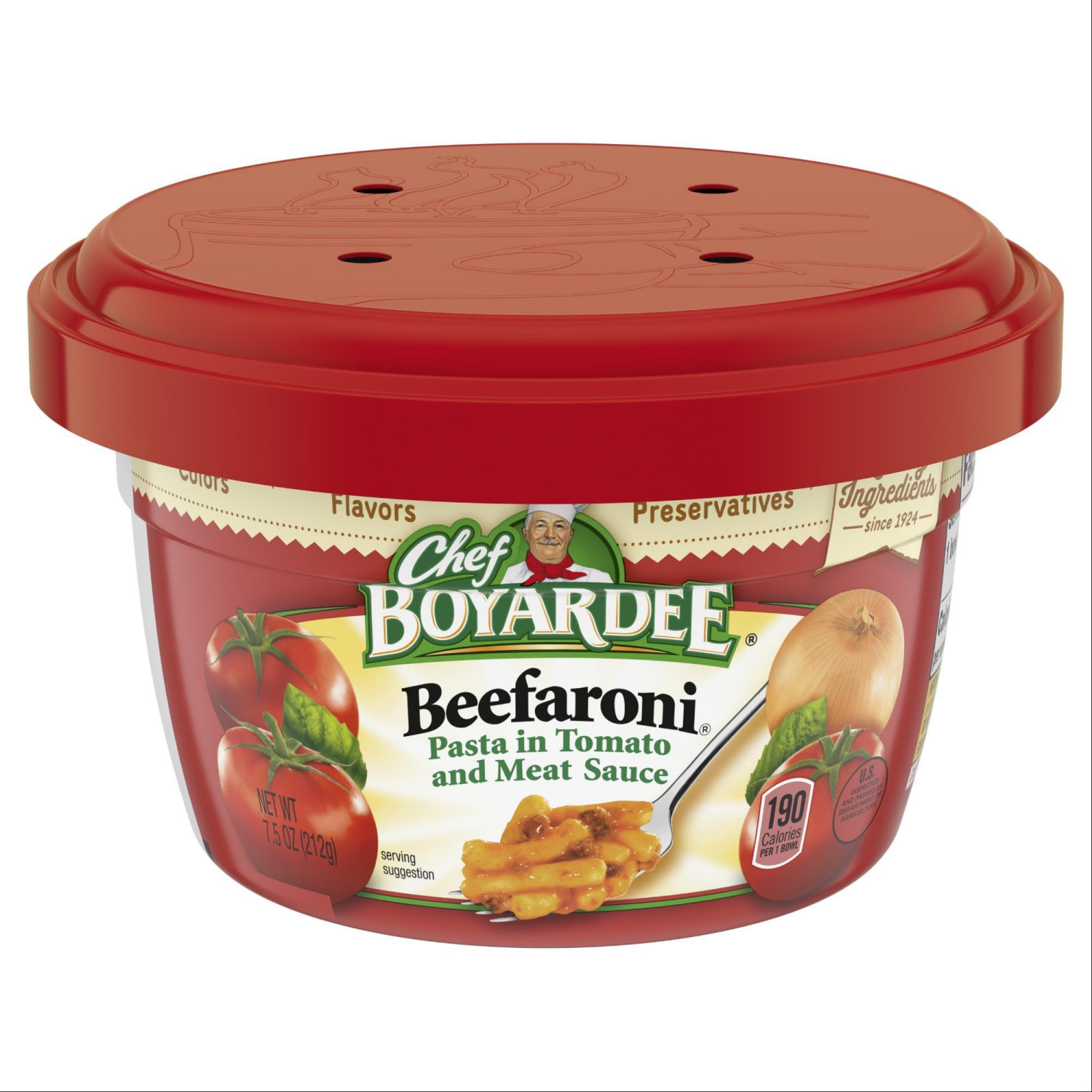 slide 1 of 8, Chef Boyardee Beefaroni, Pasta in Tomato and Meat Sauce, Microwavable Meal, 7.5 oz. Bowl, 7.5 oz