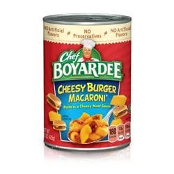 Chef Boyardee Cheesy Burger Macaroni in Cheesy Meat Sauce, Ready-to-Eat Meal, 15 oz. Can