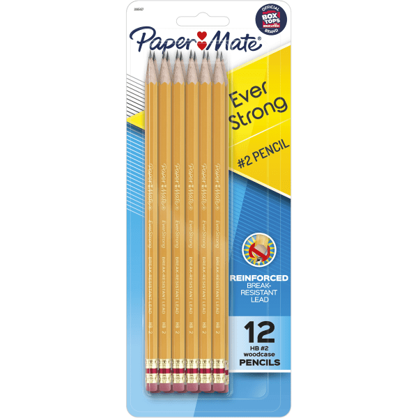 slide 1 of 4, Paper Mate Everstrong Break-Resistant Pencils, #2 Lead, Yellow, Pack Of 12 Pencils, 12 ct