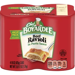Chef Boyardee Beef Ravioli in Pasta Sauce, Ready-to-Eat Meal, 15 oz. Can (Pack of 4)