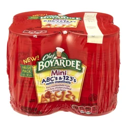 Chef Boyardee Mini ABC's and 123's with Meatballs in Tomato Sauce, 15 oz. Can (Pack of 4)