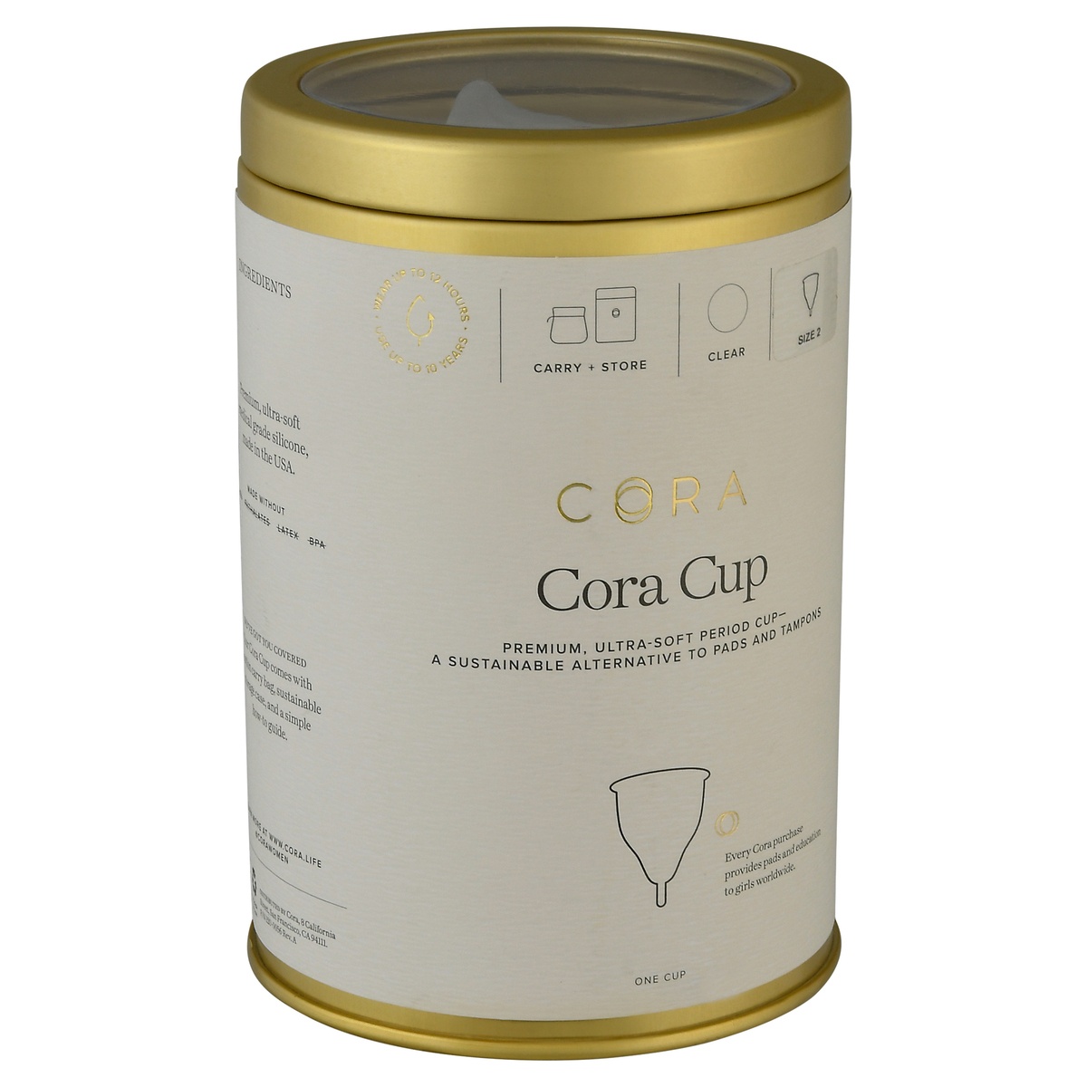 slide 2 of 9, Cora Menstrual Cup, Size Two, Size 2