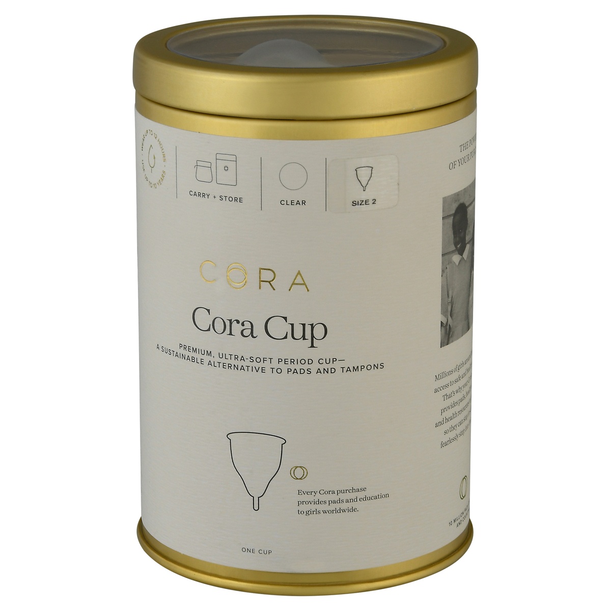 slide 3 of 9, Cora Menstrual Cup, Size Two, Size 2