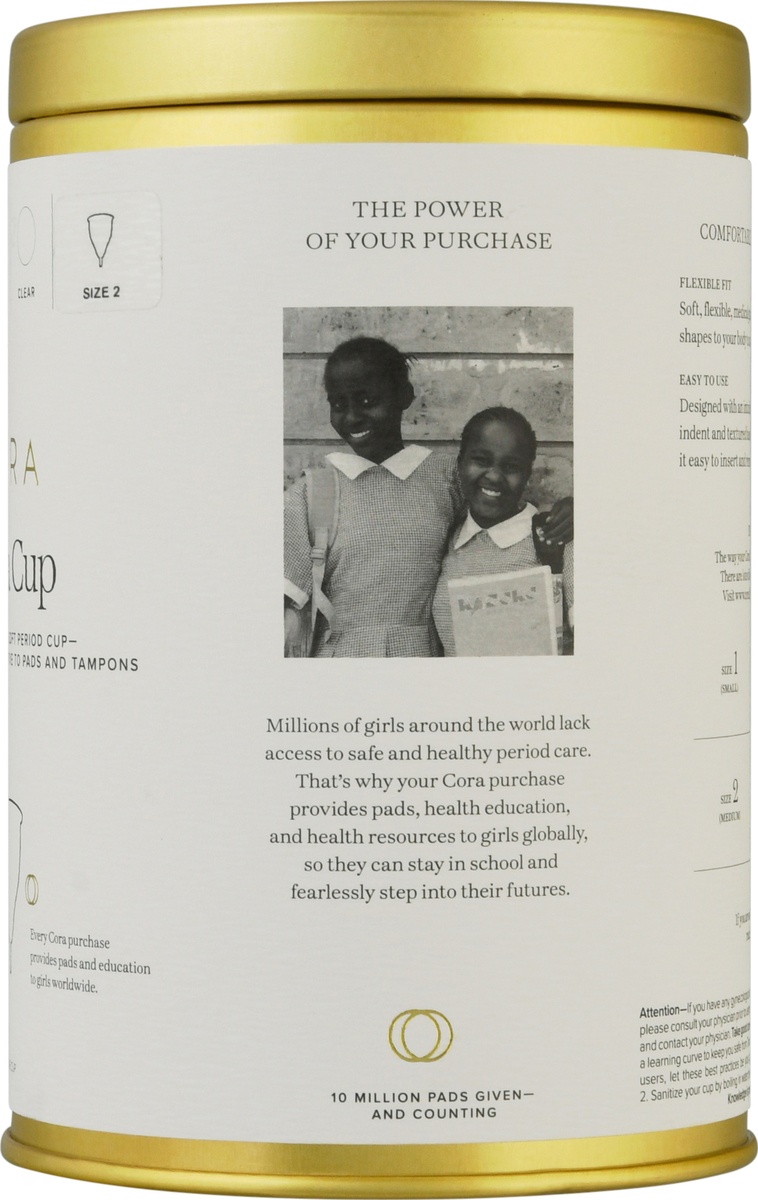 slide 8 of 9, Cora Menstrual Cup, Size Two, Size 2