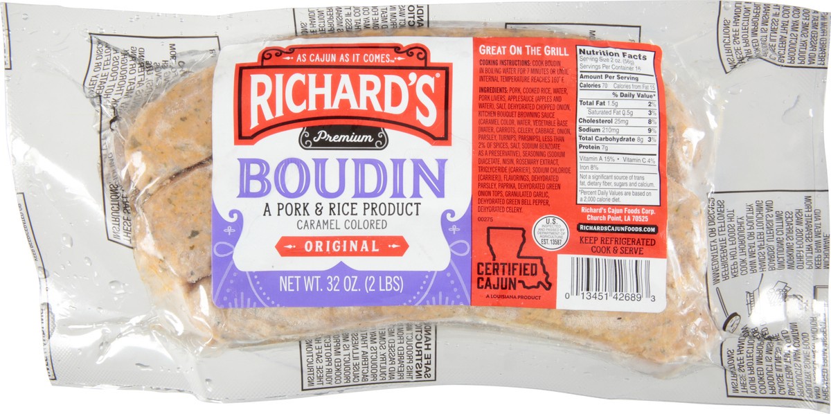 slide 8 of 12, Richard's Premium Original Boudin 32 oz, 32 oz