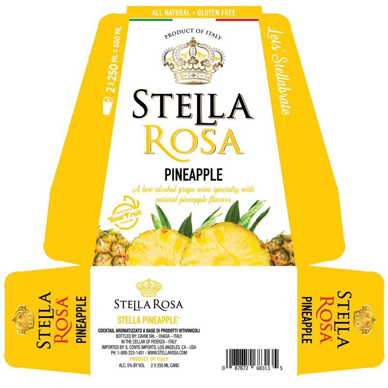 slide 3 of 8, Stella Rosa Pineapple Semi-Sweet White Wine 2Pk/250 ml, 2 ct; 250 ml