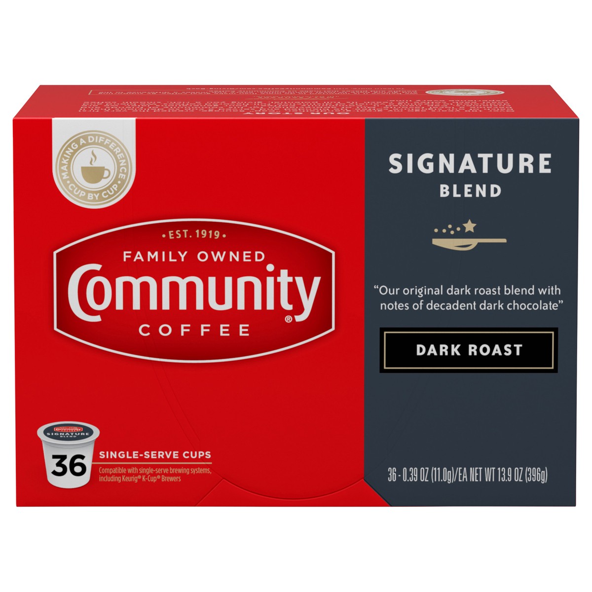 slide 3 of 13, Community Coffee Dark Roast Singles - 36 ct, 36 ct