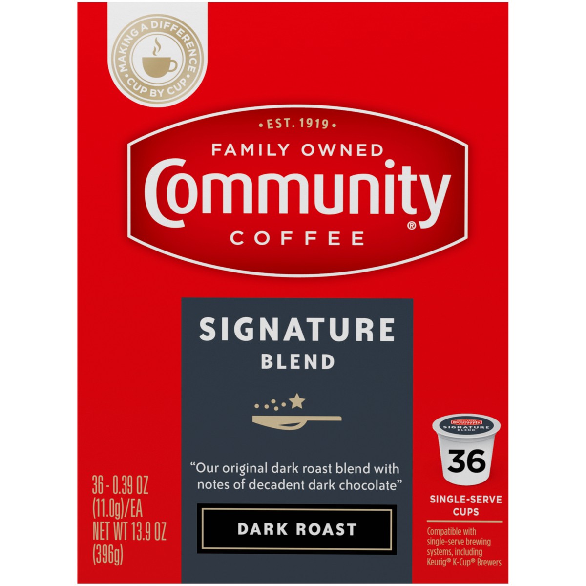 slide 10 of 13, Community Coffee Dark Roast Singles - 36 ct, 36 ct