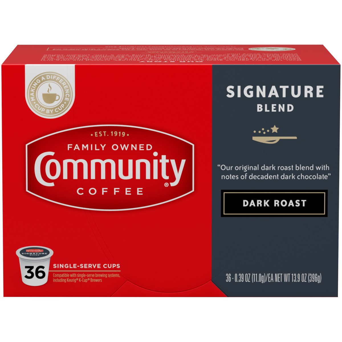 slide 1 of 13, Community Coffee Dark Roast Singles - 36 ct, 36 ct