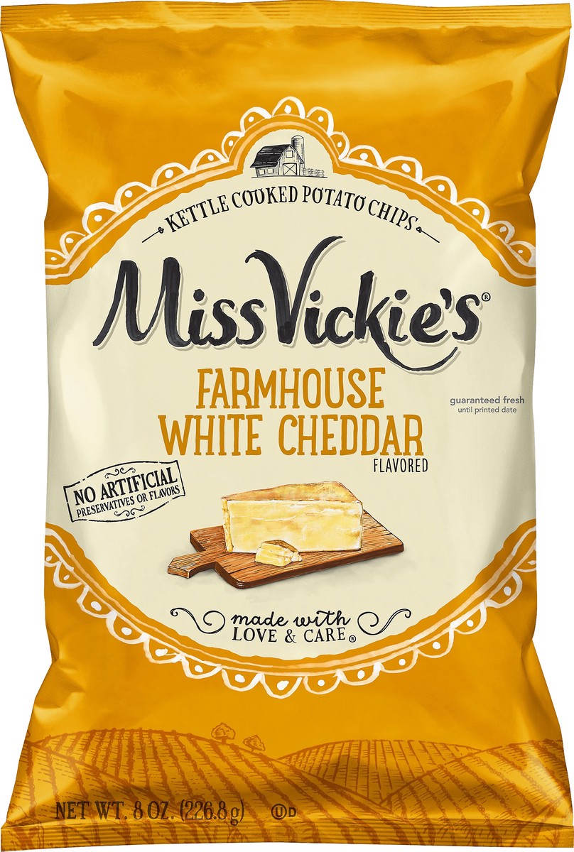 slide 2 of 3, Miss Vickie's Kettle Cooked Farmhouse White Cheddar Potato Chips 8 oz, 8 oz