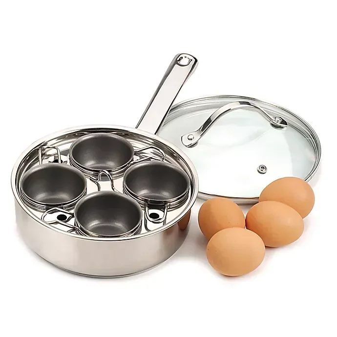 slide 4 of 4, RSVP Endurance 4-Egg Poacher Set - Stainless Steel, 1 ct