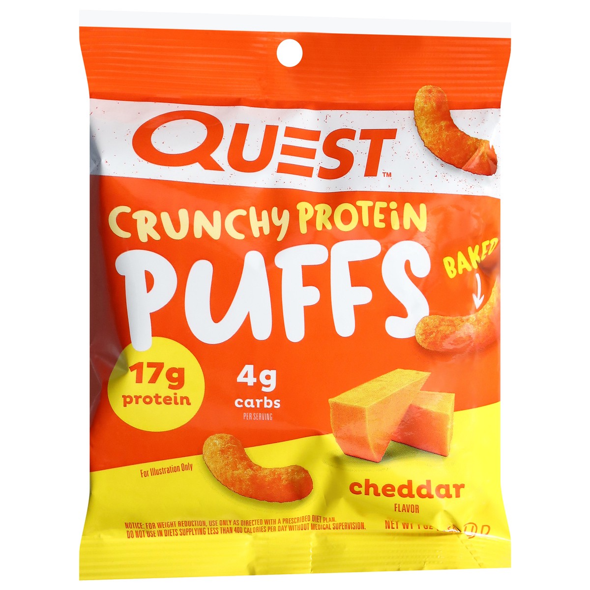 slide 10 of 13, Quest Puffs, Cheddar Flavor, Crunchy, 1 oz
