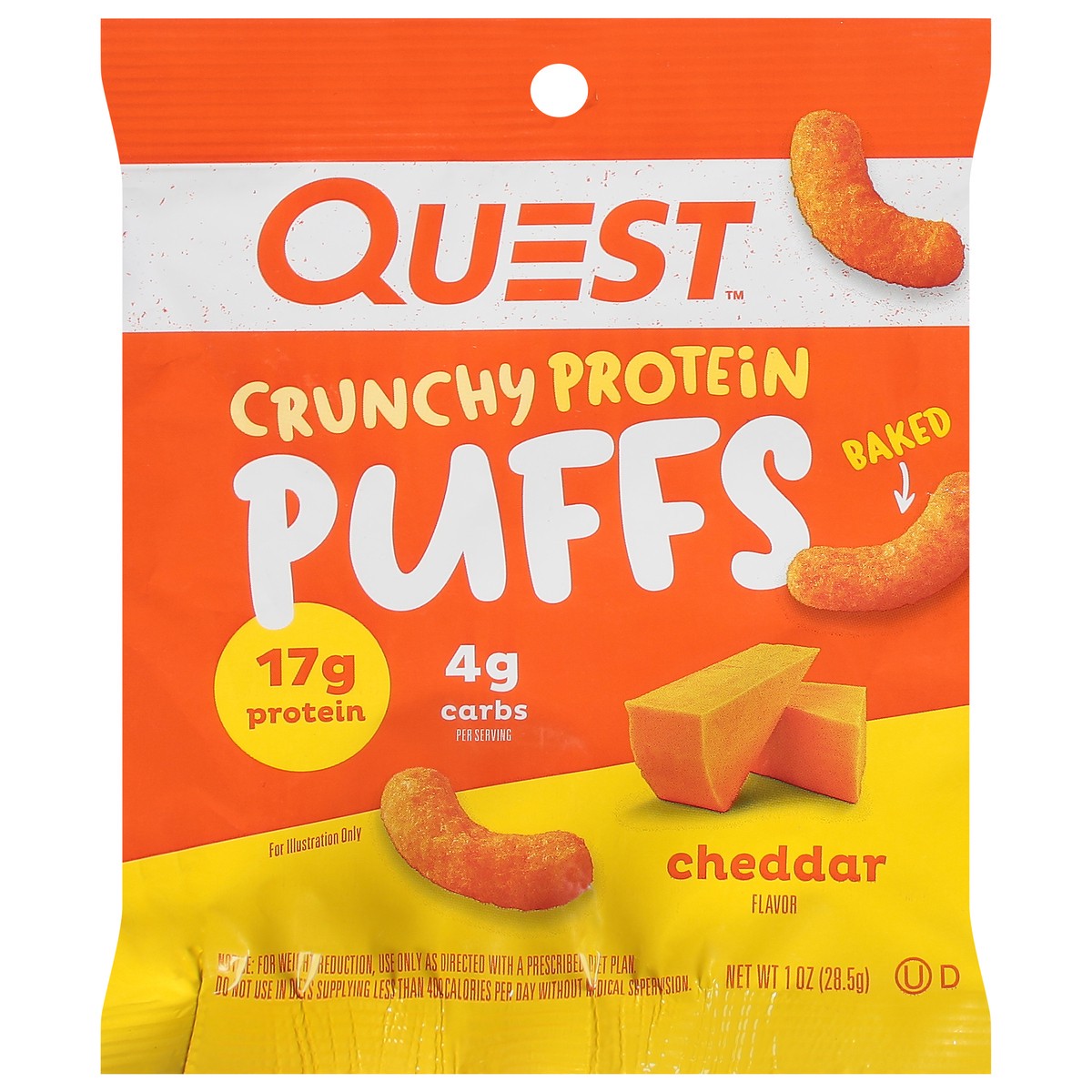 slide 1 of 13, Quest Puffs, Cheddar Flavor, Crunchy, 1 oz