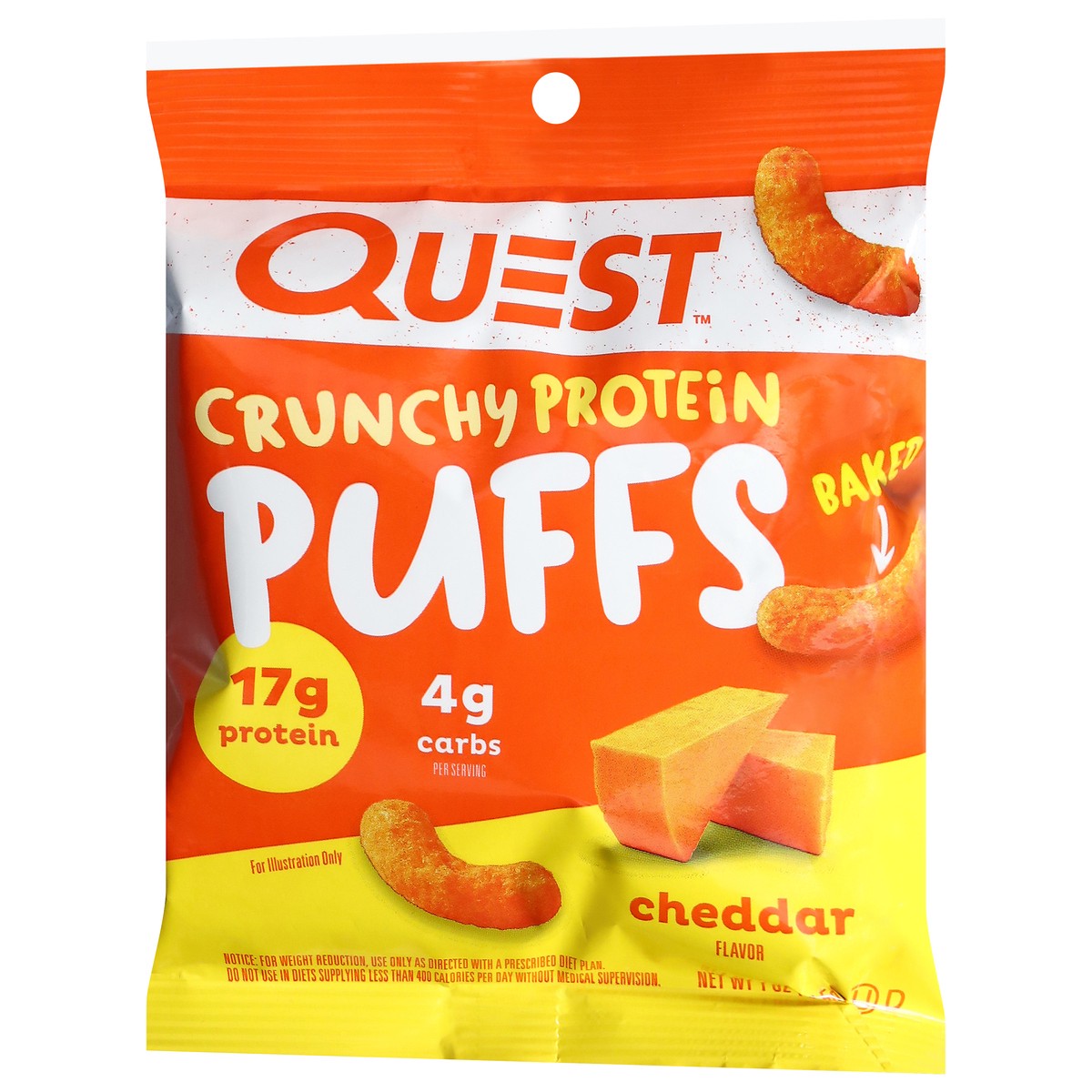 slide 9 of 13, Quest Puffs, Cheddar Flavor, Crunchy, 1 oz
