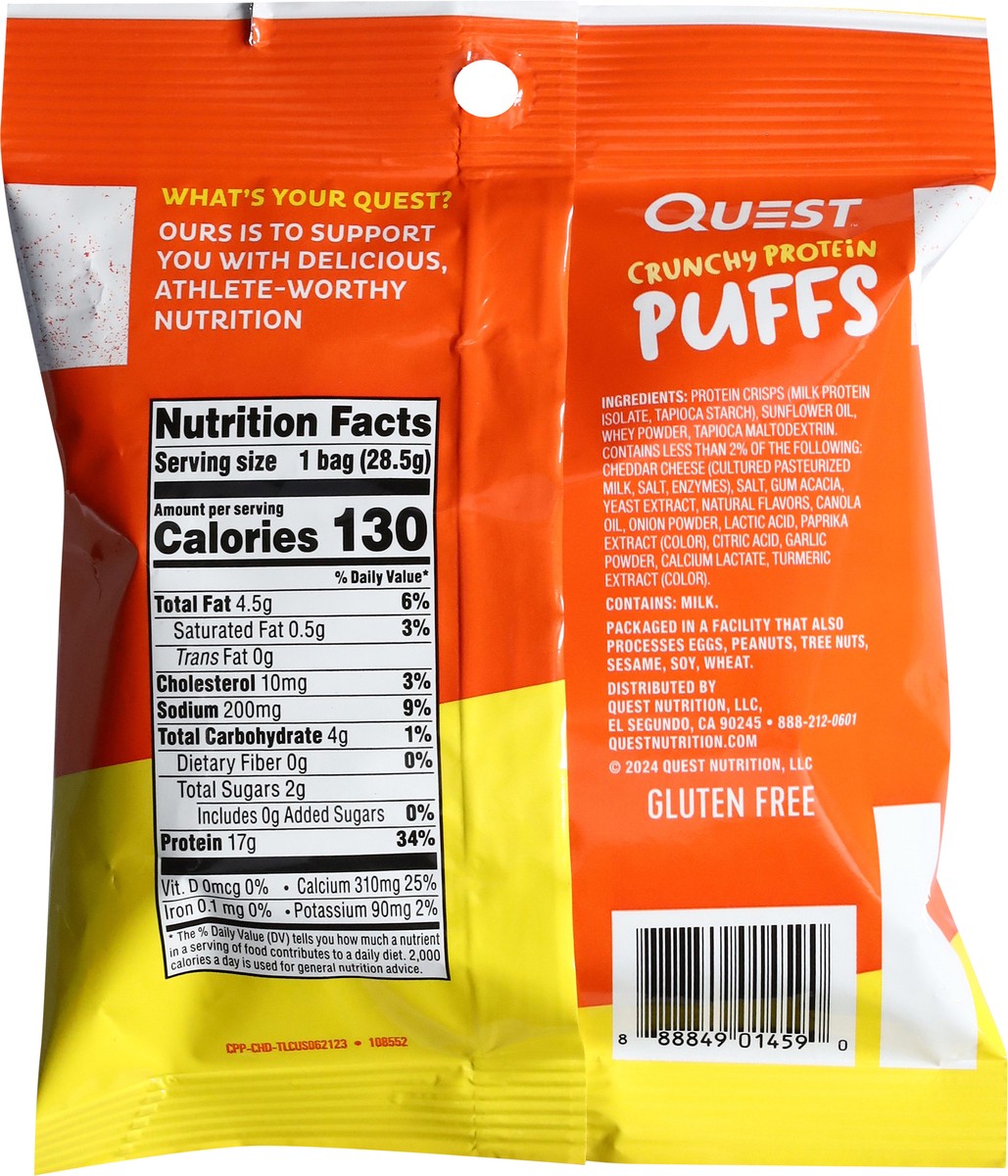 slide 2 of 13, Quest Puffs, Cheddar Flavor, Crunchy, 1 oz