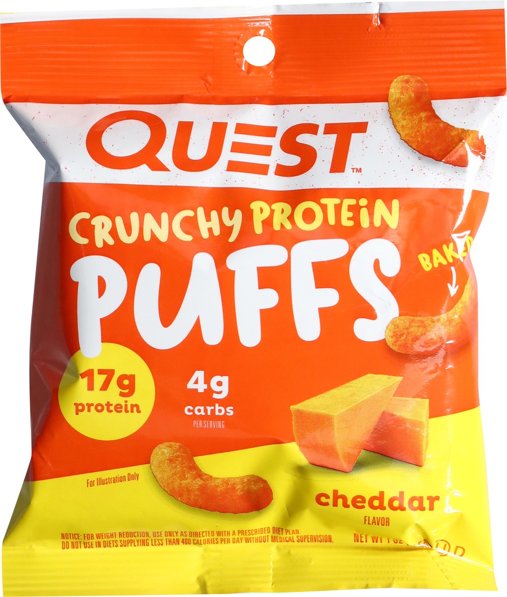slide 5 of 13, Quest Puffs, Cheddar Flavor, Crunchy, 1 oz