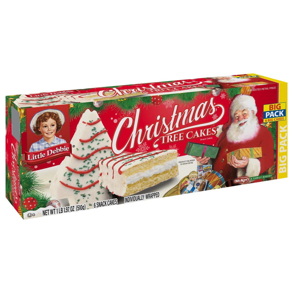 slide 2 of 13, Little Debbie Snack Cakes, Little Debbie Big Pack CHRISTMAS TREE CAKES  (van), 6 ct