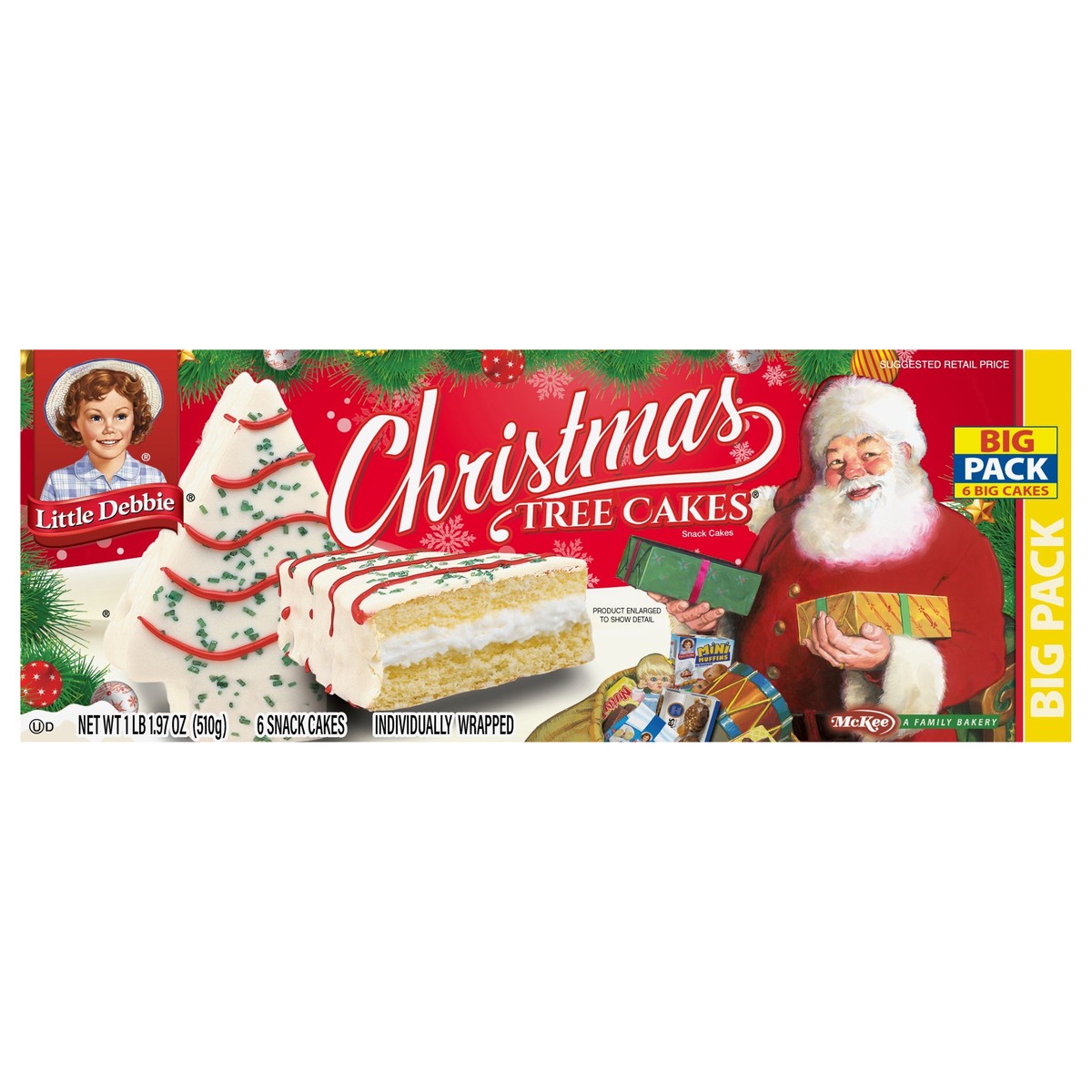 slide 6 of 13, Little Debbie Snack Cakes, Little Debbie Big Pack CHRISTMAS TREE CAKES  (van), 6 ct