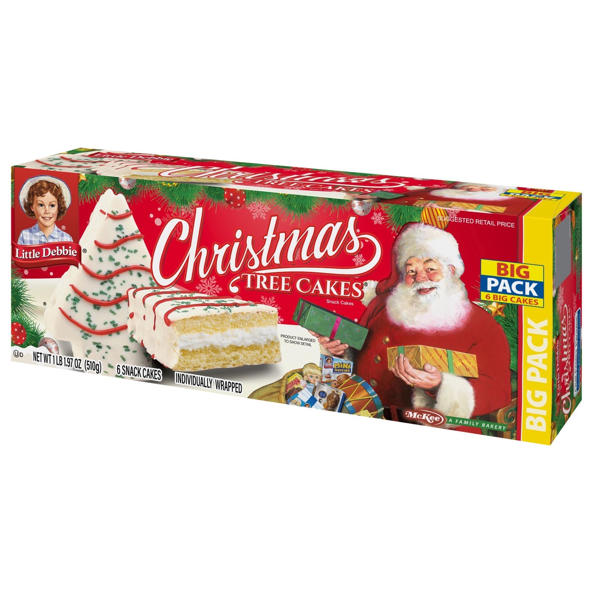 slide 13 of 13, Little Debbie Snack Cakes, Little Debbie Big Pack CHRISTMAS TREE CAKES  (van), 6 ct