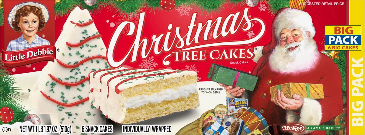 slide 12 of 13, Little Debbie Snack Cakes, Little Debbie Big Pack CHRISTMAS TREE CAKES  (van), 6 ct