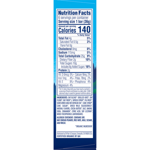 slide 15 of 22, Zbar - Blueberry Muffin - Soft Baked Whole Grain Snack Bars - USDA Organic - Non-GMO - Plant-Based - 1.27 oz. (6 Pack), 7.62 oz