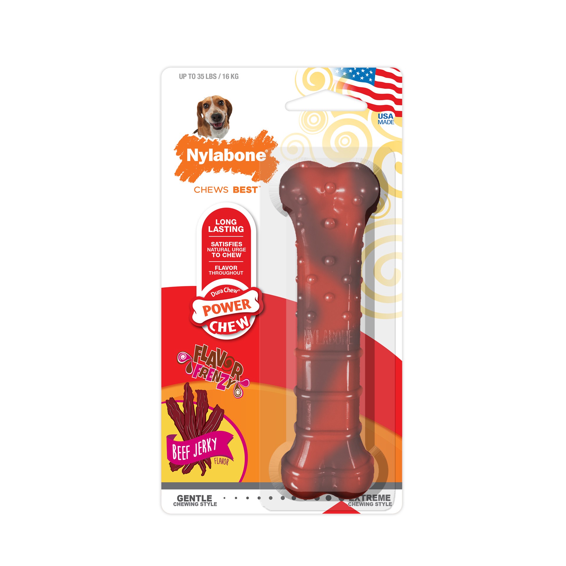 slide 1 of 9, Nylabone DuraChew Power Chew Flavor Frenzy Dog Toy - Beef Jerky Flavor, MED