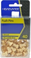 slide 1 of 1, Hq Advance Wooden Push Pins - Natural, 40 ct